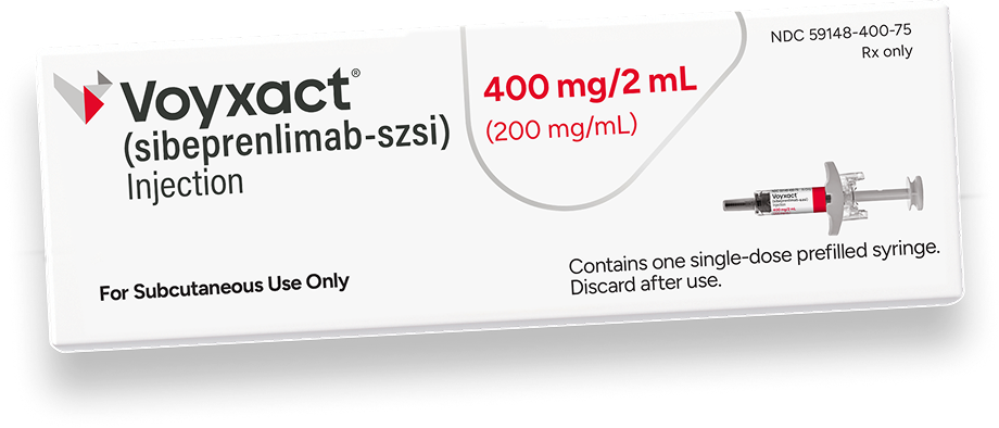 Packaging for VOYXACT® (sibeprenlimab-szsi) Injection 400 mg/2 ml